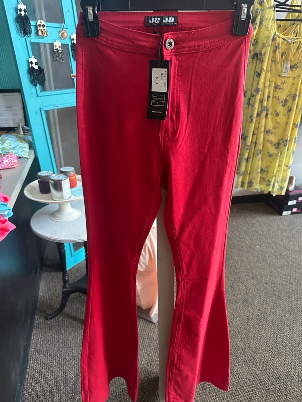 Women's Red Flare Jeans